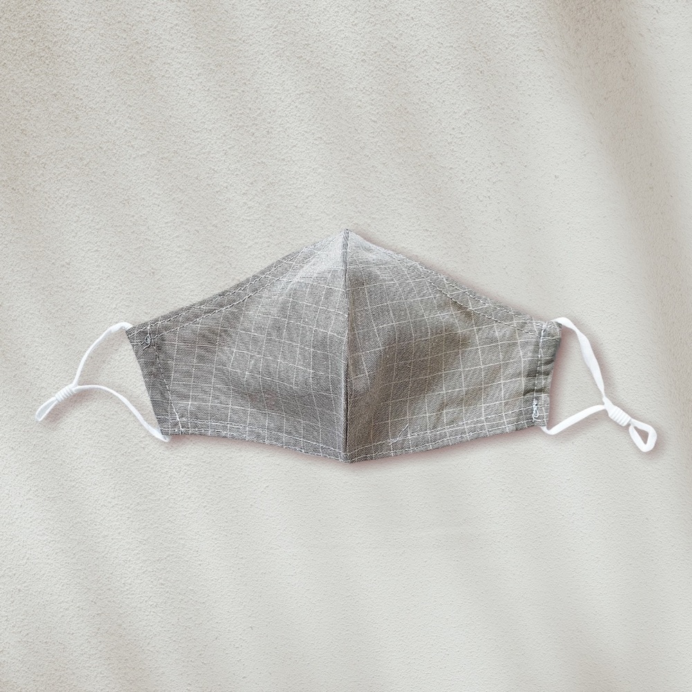 nude tan plaid adjustable strap adult face mask